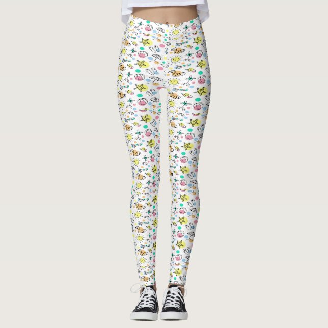 Leggings motif de doodle d'été (Devant)