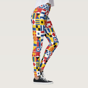 Leggings Motif de drapeaux de signal nautique