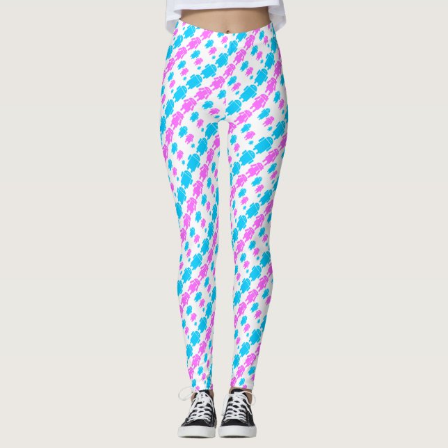Leggings Motif de famille de robot mignon (Devant)