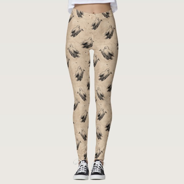 Leggings Motif de fantôme Vintage rustique (2) (Devant)