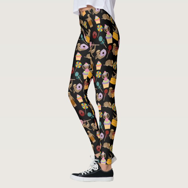 Leggings Motif de festins de bonbon à paresse (Gauche)