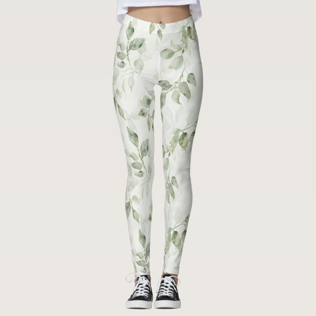 Leggings Motif de feuille botanique  (Devant)