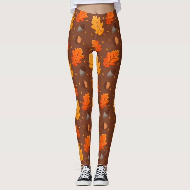 Leggings Motif de feuille d'automne (Devant)