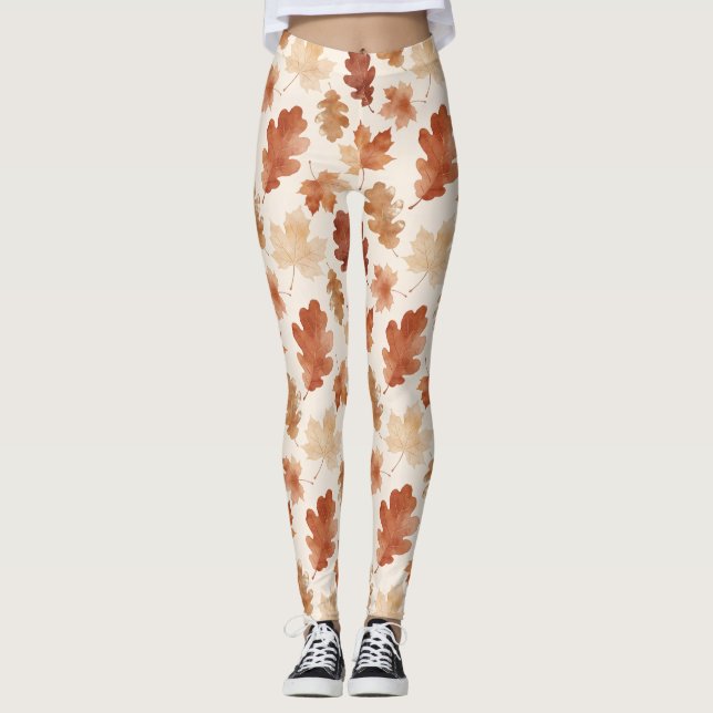 Leggings Motif de feuille d'automne confortable (Devant)