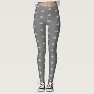 Leggings Motif de feuille de laurier moderne sur gris clair