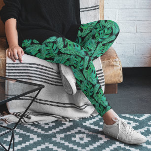 Leggings Motif de feuille de Monstera Tropical