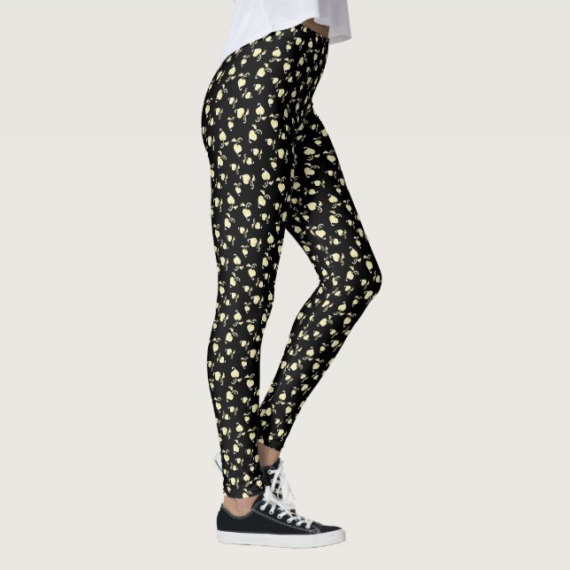 Leggings Motif de feuille en forme de coeur de champagne su (Droite)
