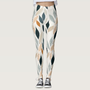 Leggings Motif de feuille minimaliste terreux en botanique