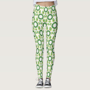 Leggings Motif de feuille, motif de feuilles, feuilles vert