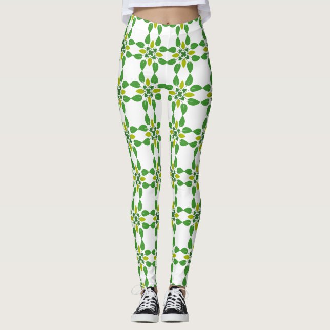 Leggings Motif de feuille, motif de feuilles, feuilles vert (Devant)