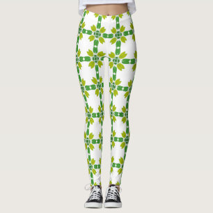 Leggings Motif de feuille, motif de feuilles, feuilles vert