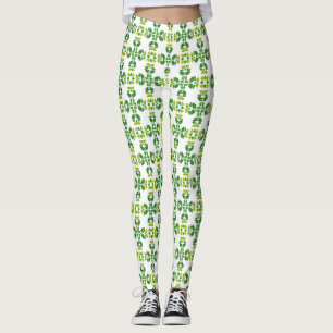 Leggings Motif de feuille, motif de feuilles, feuilles vert