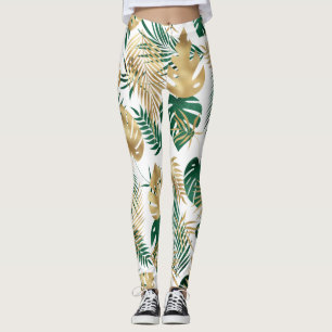 Leggings Motif de feuille tropicale 