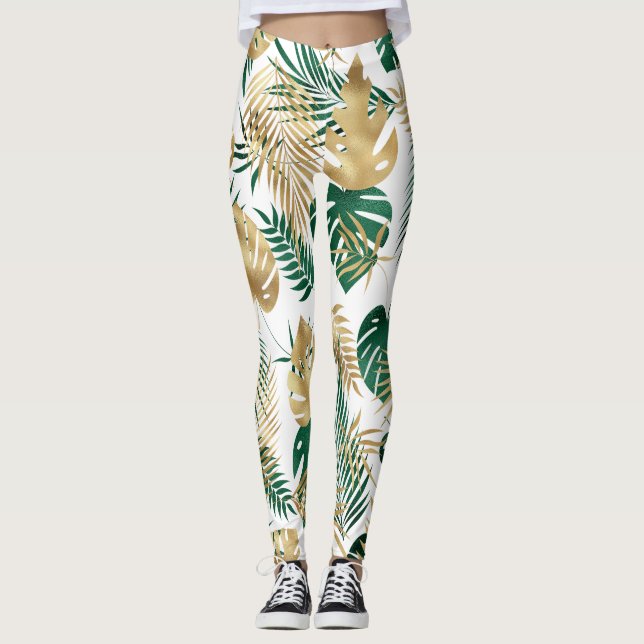 Leggings Motif de feuille tropicale  (Devant)