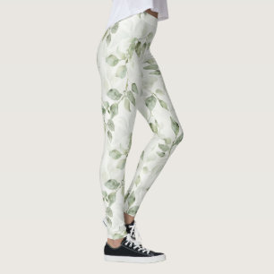 Leggings Motif de feuille verte botanique