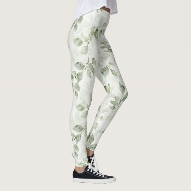 Leggings Motif de feuille verte botanique  (Droite)