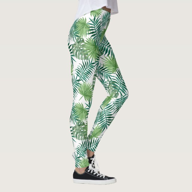 Leggings Motif de feuilles de palmier vert tropical (Droite)