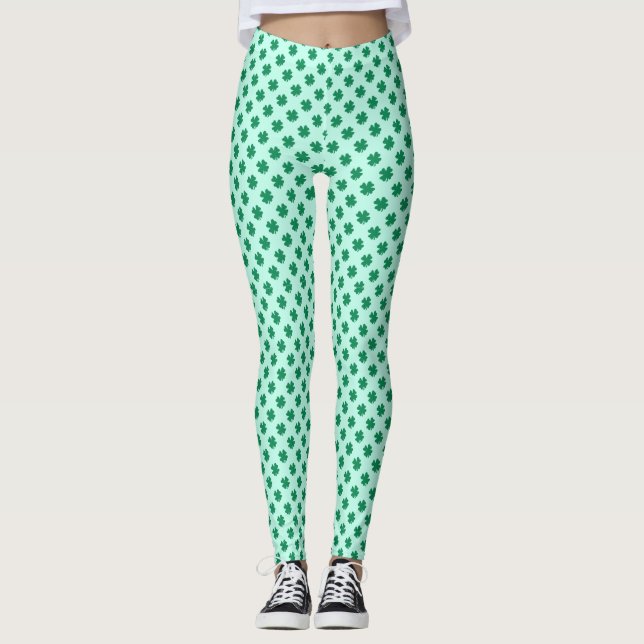 Leggings Motif de feuilles de trèfle de la Saint-Patrick-54 (Devant)