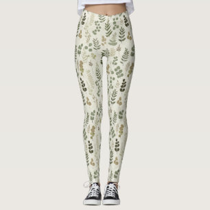 Leggings Motif de feuilles pressées botaniques – Impression