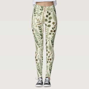 Leggings Motif de feuilles pressées botaniques – Impression