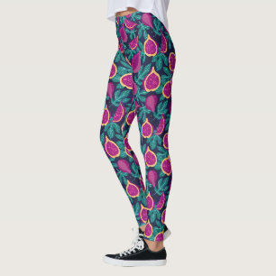 Leggings motif de figue magnifique violet bleu