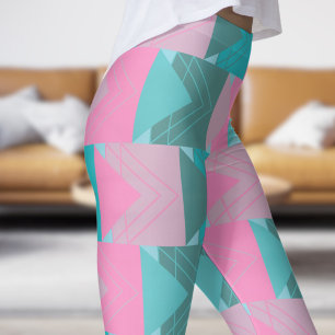 Leggings Motif de flèches Turquoise et rose vert coloré