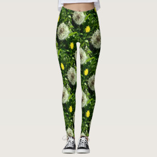 Leggings Motif de fleur de Dandelion et tête de semence