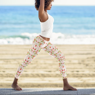 Leggings Motif de fleur de fraisier à l'aquarelle