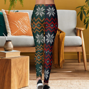 Leggings Motif de fleur de Noël et du Nouvel An tricoté Mam