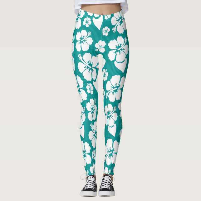 Leggings Motif de fleur hawaïen de ketmie (Devant)