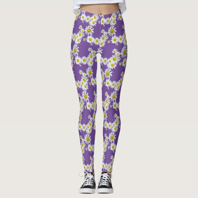 Leggings Motif de fleur marguerite (Devant)