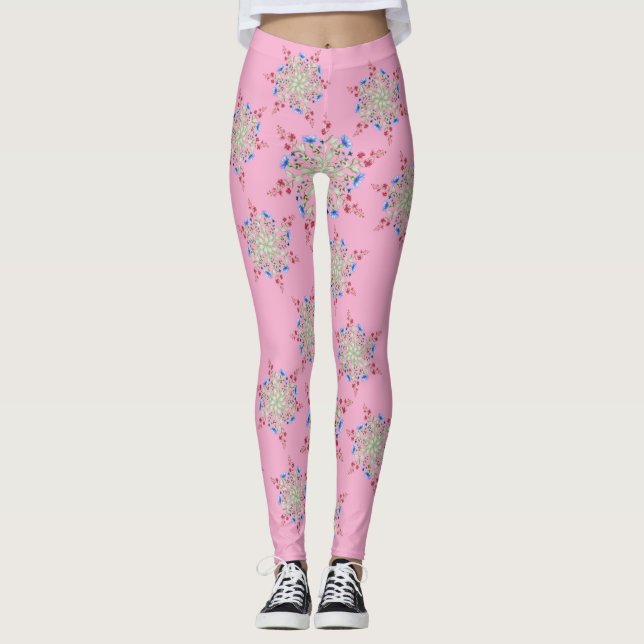 Leggings Motif de fleur unique conçu (Devant)