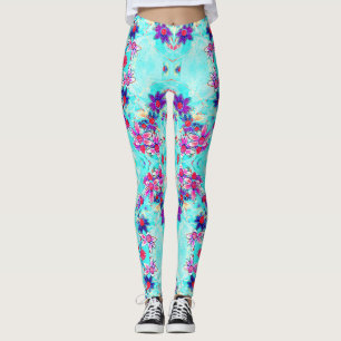 Leggings Motif de fleur violette mignonne et féminine sur b