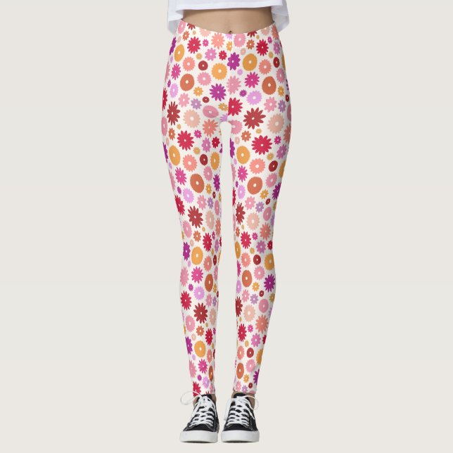 Leggings Motif de fleurs colorées (Devant)