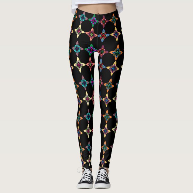Leggings Motif de fleurs colorées (Devant)