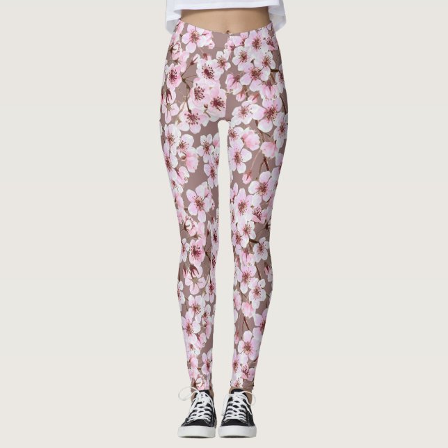 Leggings Motif de fleurs de cerisiers (Devant)