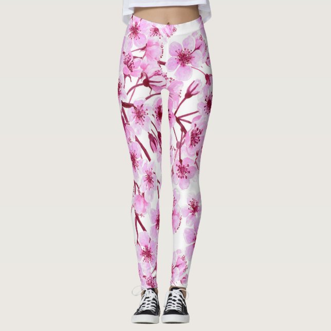Leggings Motif de fleurs de cerisiers (Devant)