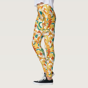 Leggings Motif de fleurs de champignons Super rétro