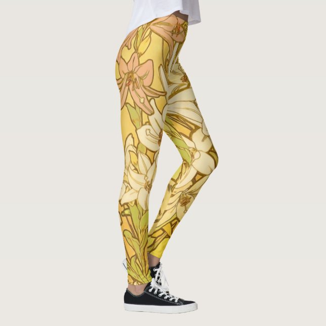 Leggings Motif de fleurs de lys d'Alphonse Mucha : Art nouv (Droite)