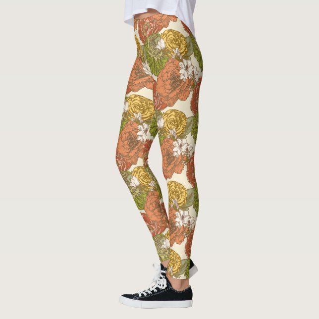 Leggings Motif de fleurs du jardin (Gauche)