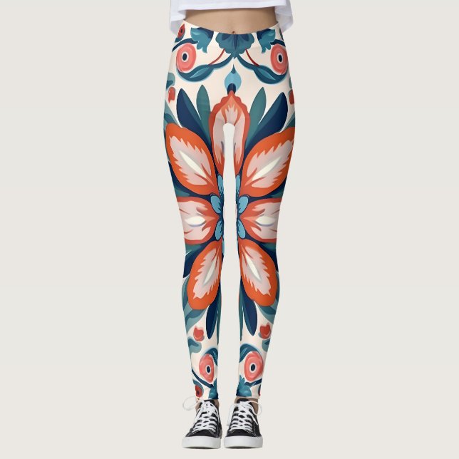 Leggings Motif de fleurs Mandala (Devant)