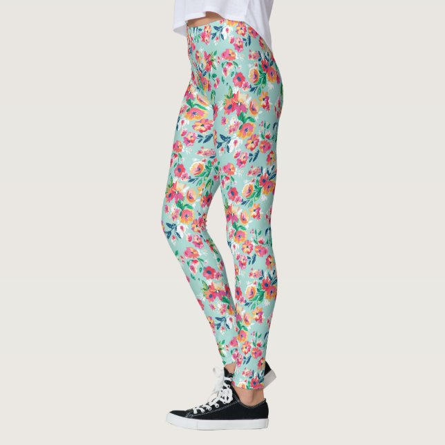 Leggings Motif de fleurs peintes (Gauche)