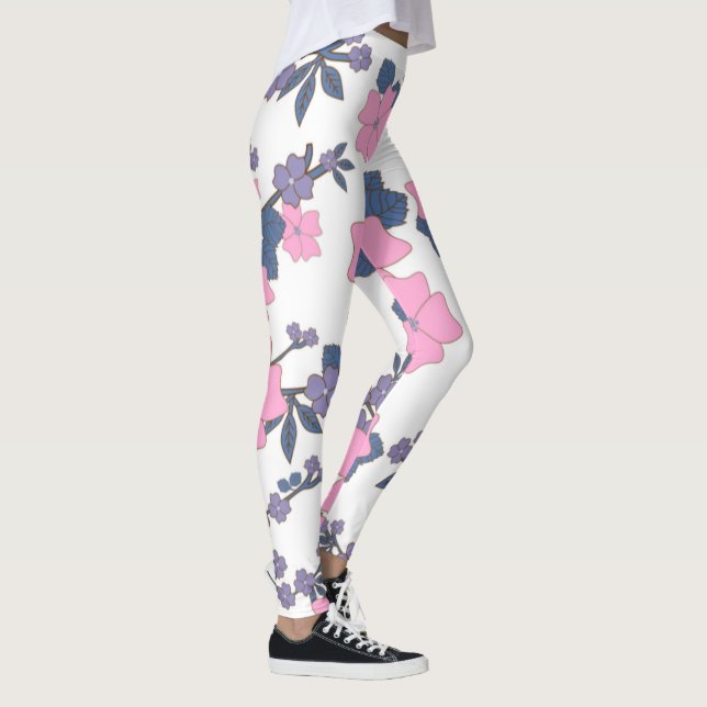 Leggings Motif DE FLEURS ROSE ET PURPLE (Droite)