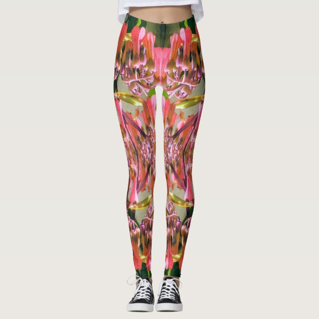 Leggings Motif de fleurs roses (Devant)