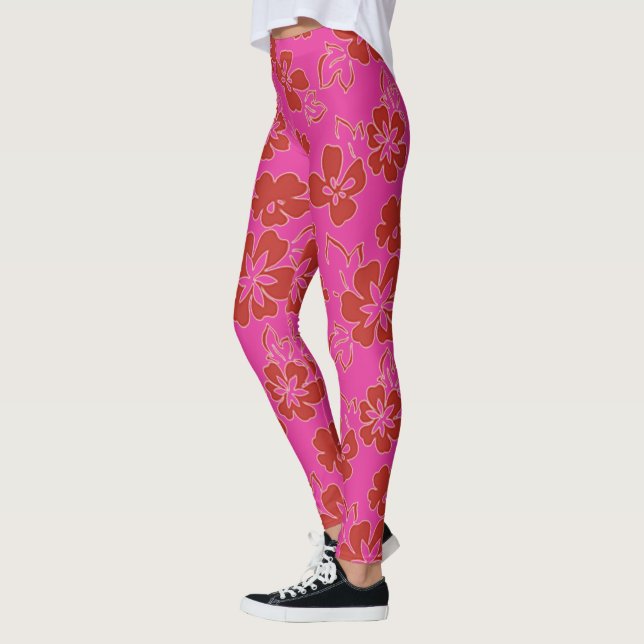 Leggings Motif de fleurs rouges (Gauche)