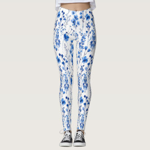 Leggings Motif de fleurs sauvages en papier à la française
