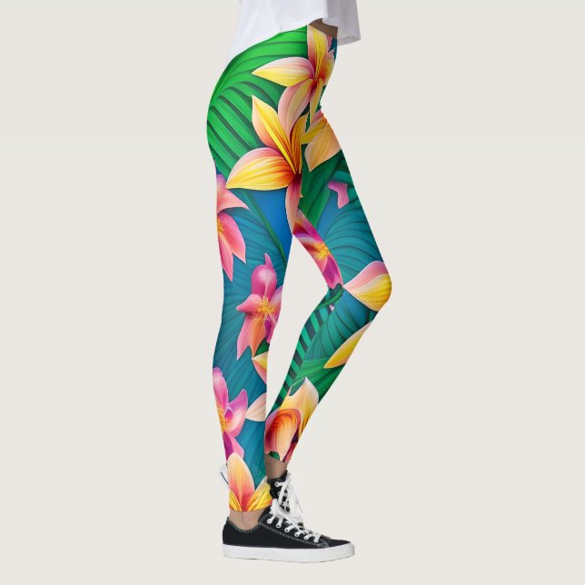 Leggings Motif de fleurs tropicales hawaïennes (Droite)