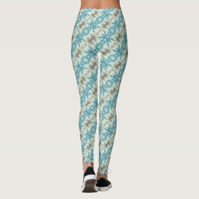 Leggings motif de flocon de neige géométrique bleu et gris  (Dos)
