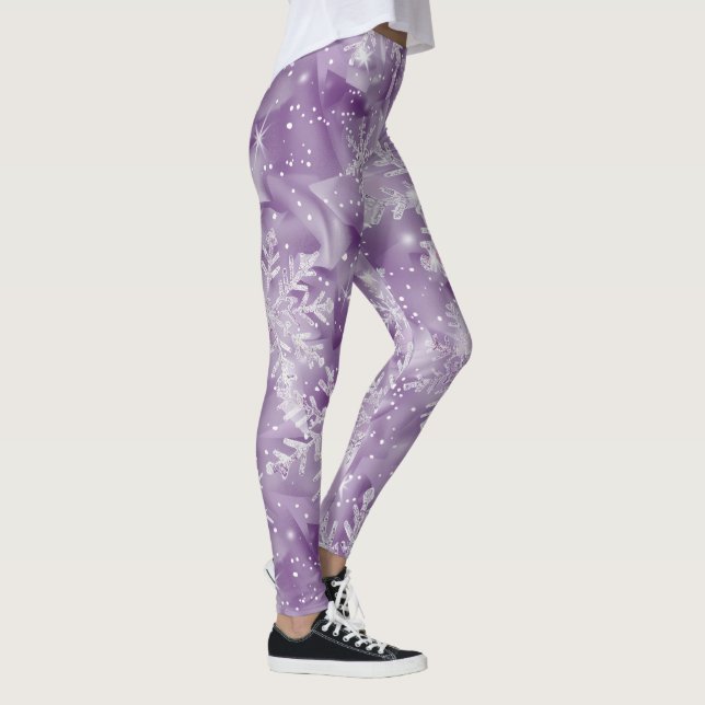 Leggings Motif de flocon de neige pourpre (Droite)