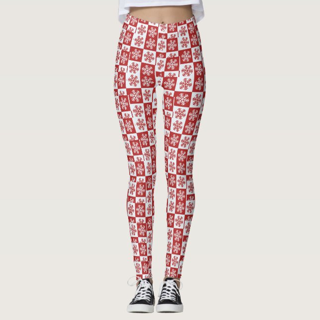 Leggings Motif de flocon rouge/blanc (Devant)